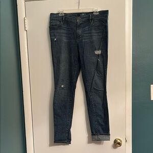 LOFT Distressed Dark Blue Ankle Jeans